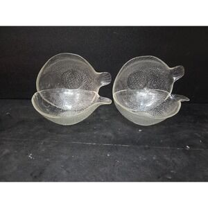 Arcoroc Fish-Shaped Glass Bowls, Vintage Clear Dishware, Set of 4, French Dishes